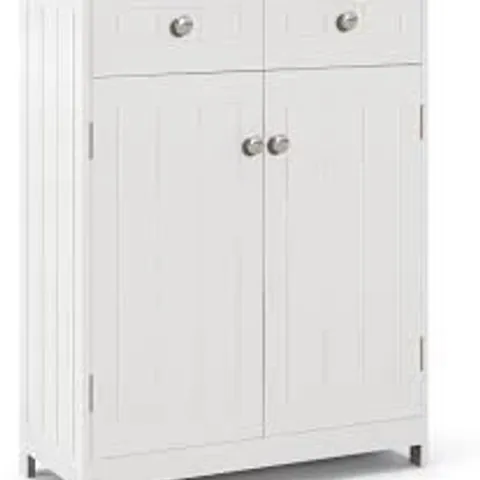 BOXED COSTWAY BATHROOM WOODEN SIDE CABINET WITH 2 DRAWERS AND 2 DOORS - WHITE