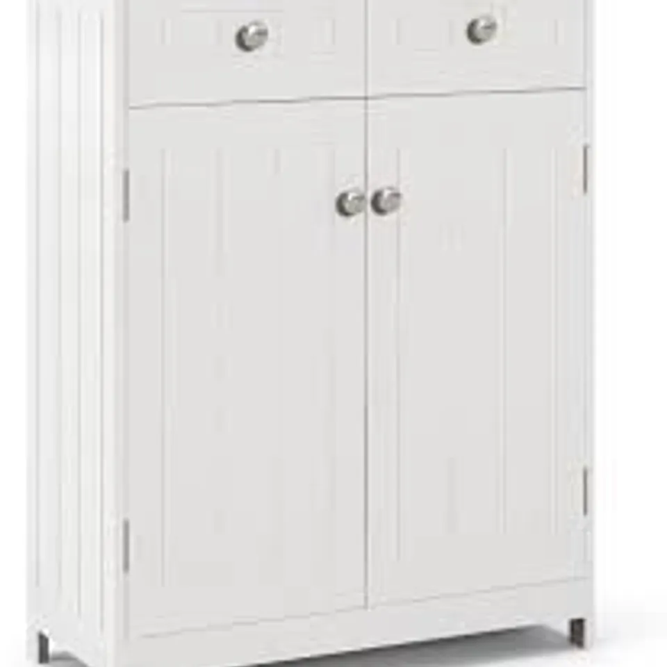 BOXED COSTWAY BATHROOM WOODEN SIDE CABINET WITH 2 DRAWERS AND 2 DOORS - WHITE