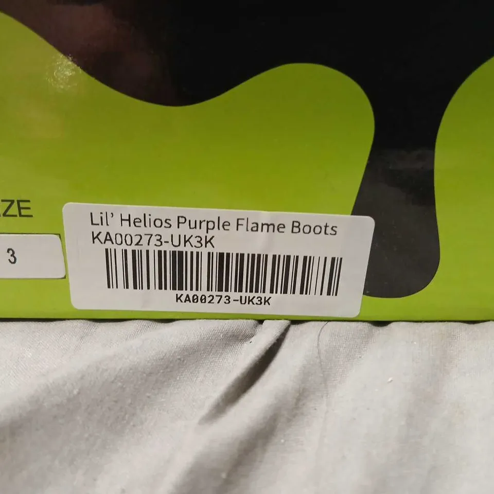 KOI KIDZ LIL’ HELIOS PURPLE FLAME BOOTS, UK 12 (KIDS)