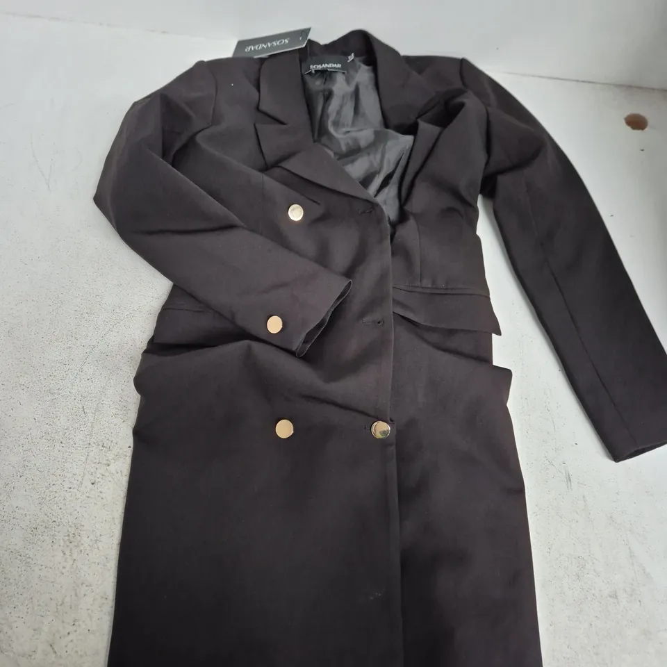 SOSANDAR WOMEN'S DOUBLE-BREASTED BLAZER DRESS – BLACK, UK 8