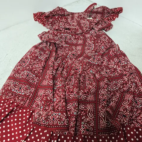 NEVER FULLY DRESSED - WOMEN'S RED PAISLEY DRESS, UK M