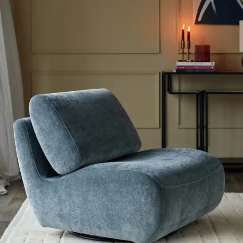 BOXED DANETTI FRANCES BLUE GREY FABRIC SWIVEL ACCENT CHAIR