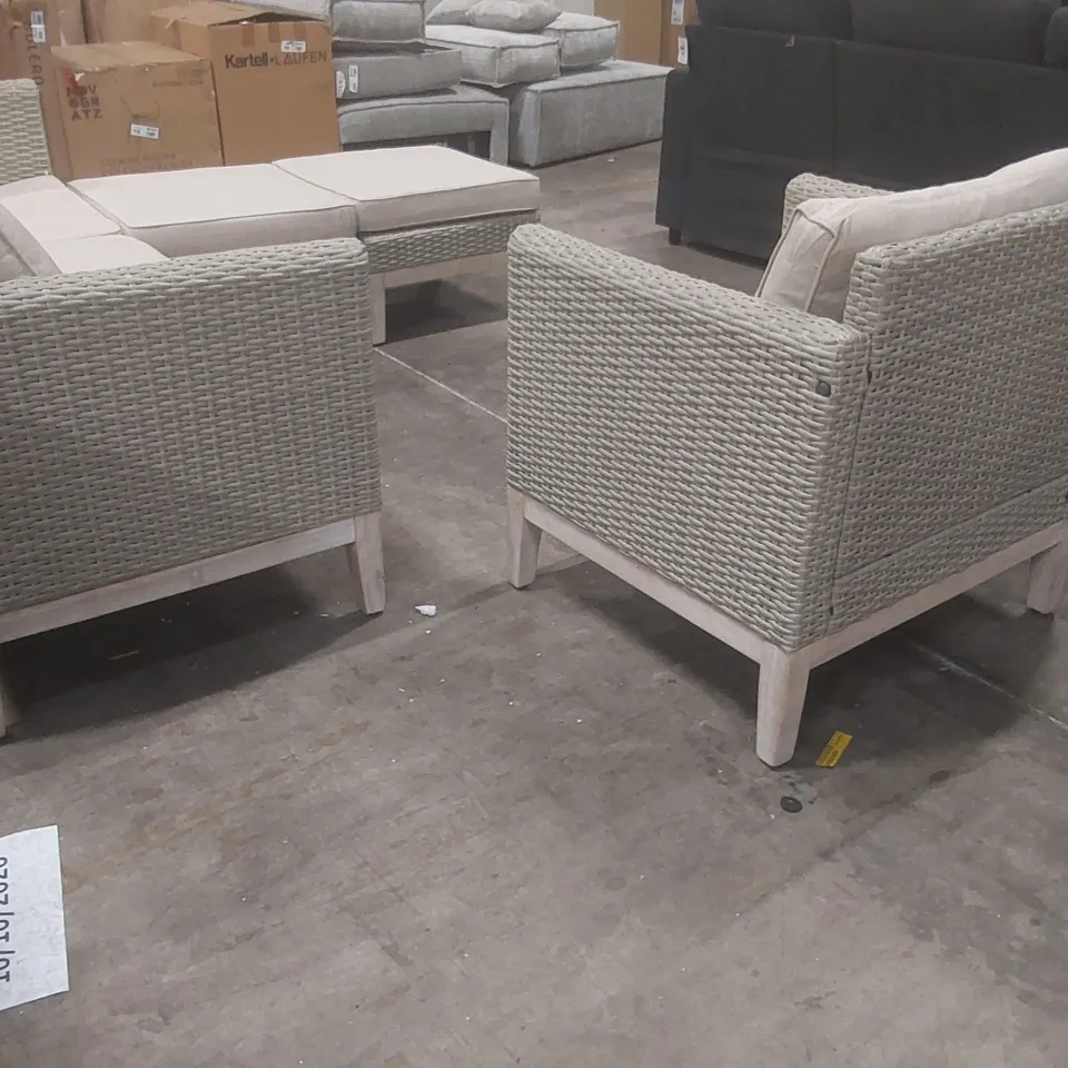 DESIGNER OUTDOOR SEATING GROUP WITH CUSHIONS