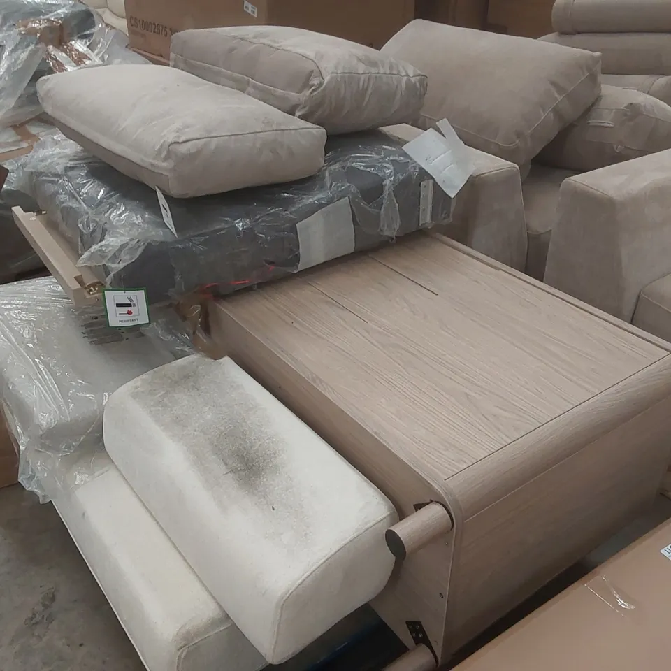 PALLET CONTAINING ASSORTED DESIGNER FURNITURE PARTS AND CUSHIONS ECT