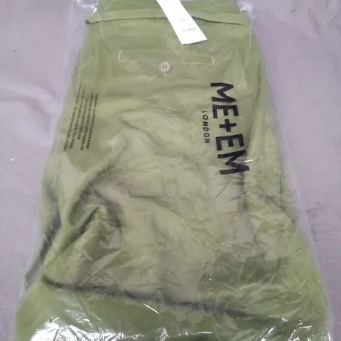 BAGGED ME+EM HIGH WAISTED MULTI PLEAT TROUSERS AND BELT BRIGHT OLIVE SIZE 14