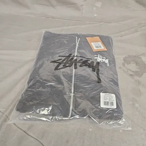 STUSSY BASIC ZIP HOODIE IN BLACK SIZE M