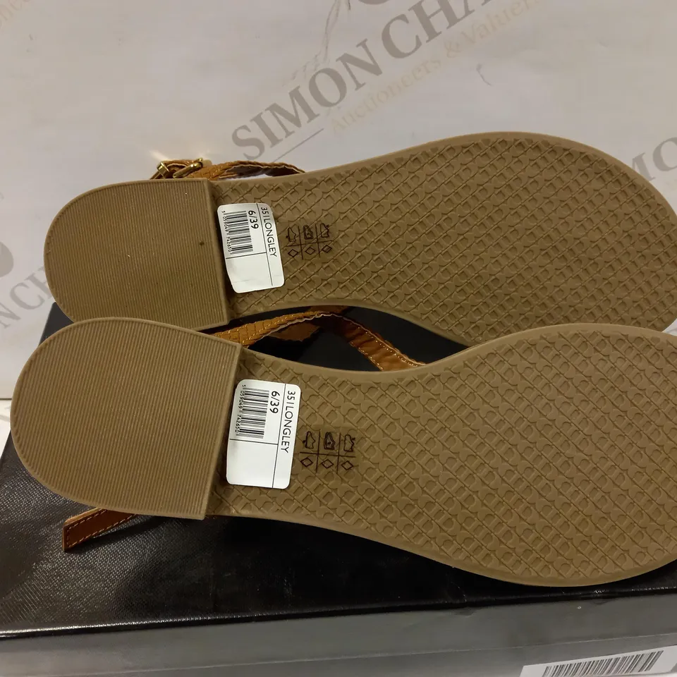 BRAND NEW DUNE TAN BRAIDED LOOP SANDAL - SIZE 6