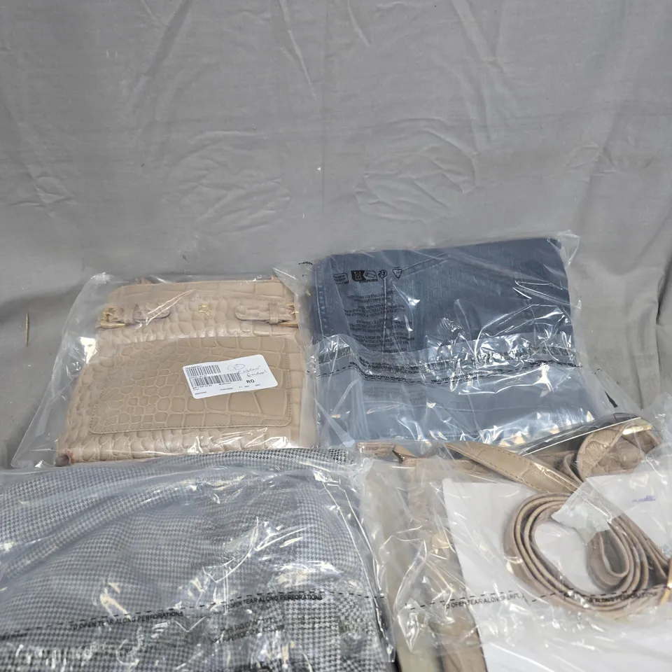 APPROXIMATELY 15 ASSORTED HOUSEHOLD & CLOTHING PRODUCTS TO INCLUDE BAGS, JEANS, SHIRTS ETC 