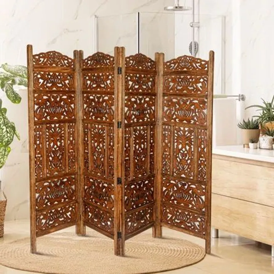 BOXED BROOMSEDGE 202CM W × 183CM H 4-PANEL ROOM DIVIDER