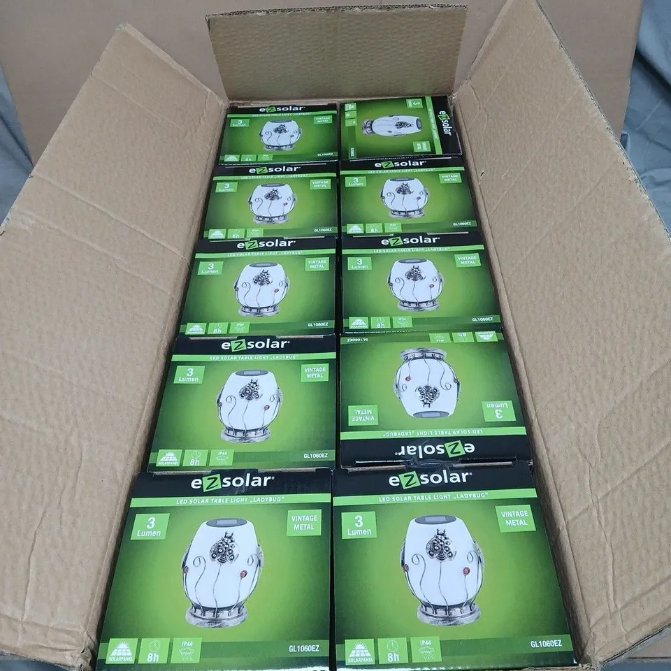 10 X LED SOLAR TABLE LIGHT "LADYBUG" BOXED