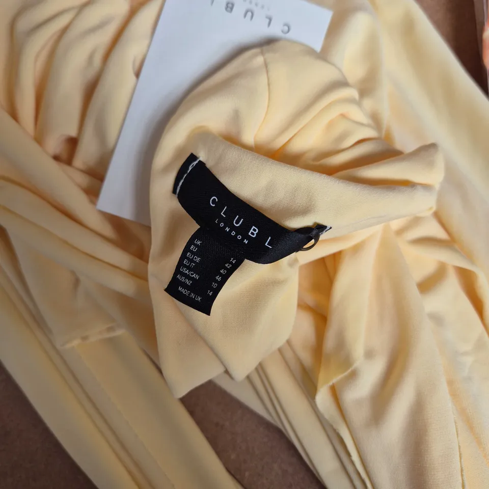CLUB L LEMON BOAT-NECK MAXI DRESS WITH CAPE SLEEVES - UK 14