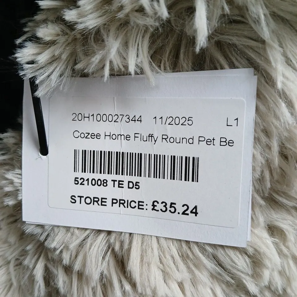 Cozee Home Fluffy Round Pet Bed – Plush Faux-Fur, Cream/Beige