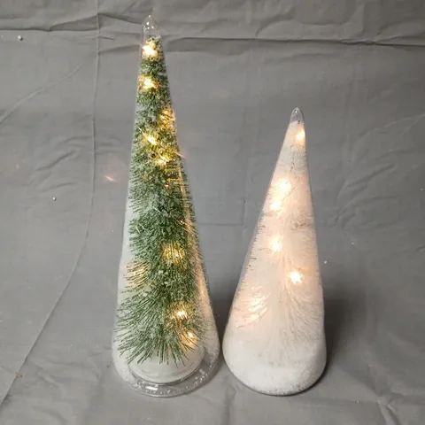 ILLUMINATED GLASS CONE CHRISTMAS TREES – SET OF 2