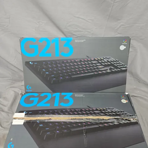 2 X BOXED LOGITECH G213 GAMING KEYBOARDS (NON UK LAYOUT)