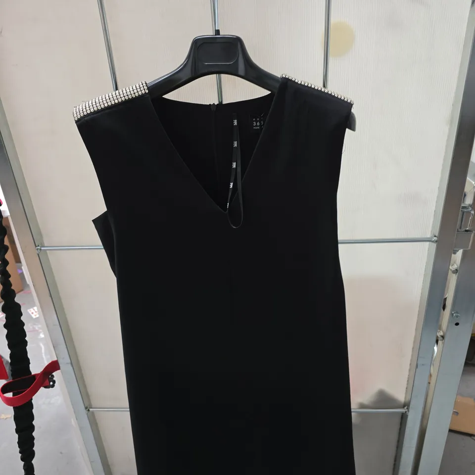 MARELLA BLACK SLEEVELESS DRESS WITH CRYSTAL-EMBELLISHED SHOULDERS – UK 10