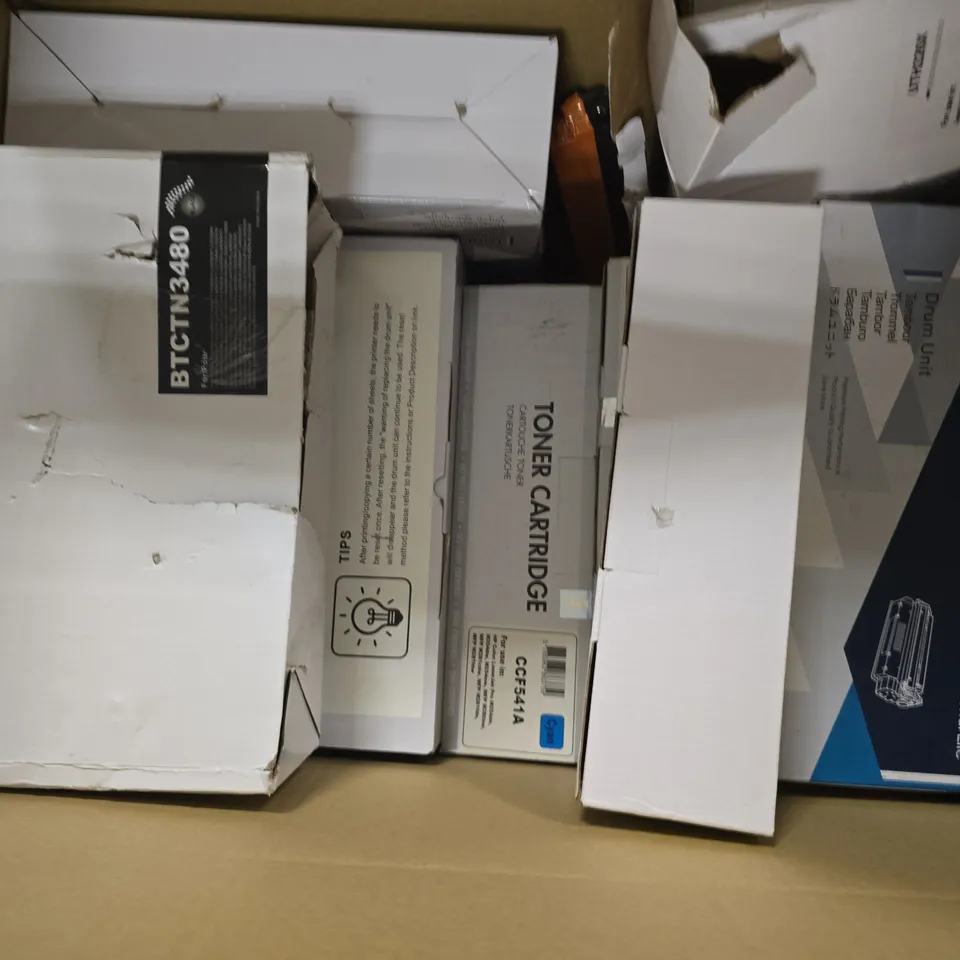 BOX OF APPROXIMATELY 10 ASSORTED PRINTER CARTRIDGES & TONER CARTRIDGES TO INCLUDE - HP LASER JET PRO , TONER CARTRIDGE , DRUM UNIT ETC