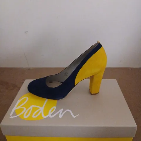 BODEN WOMEN'S NAVY & YELLOW BLOCK HEEL PUMPS β UK 6 (EU 39) β BOXED