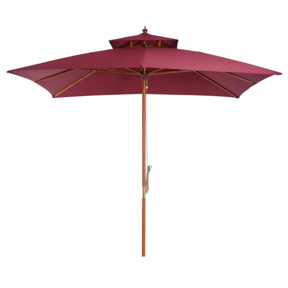 BOXED OUTSUNNY 3M GARDEN PARASOL PATIO BAMBOO SUN UMBRELLA - WINE (1 BOX)