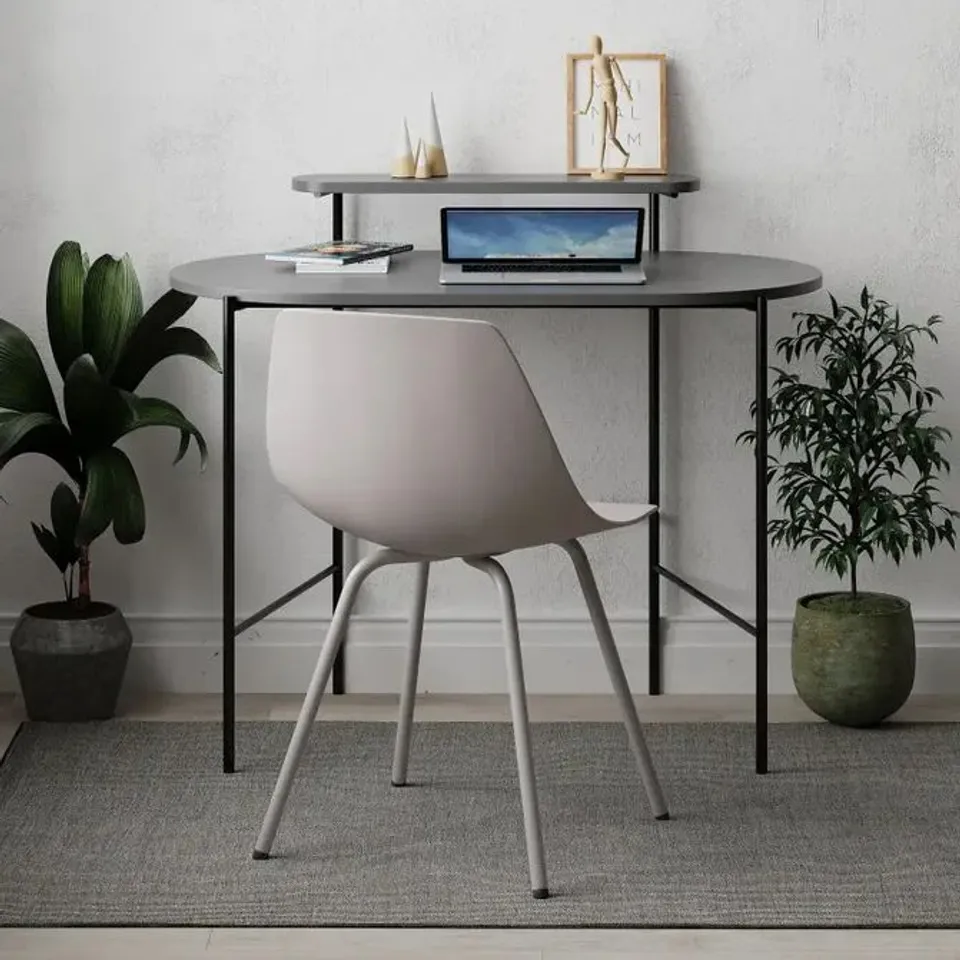 BOXED LOUB MODERN DESK WITH MONITOR STAND WIDTH 100CM - ANTHRACITE (1 BOX)