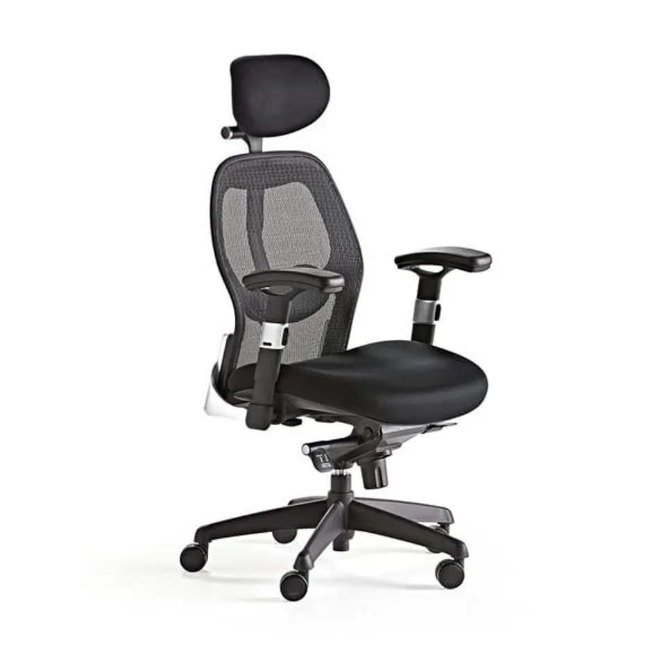BOXED HIGH BACK MESH OFFICE CHAIR SWANSEA BLACK