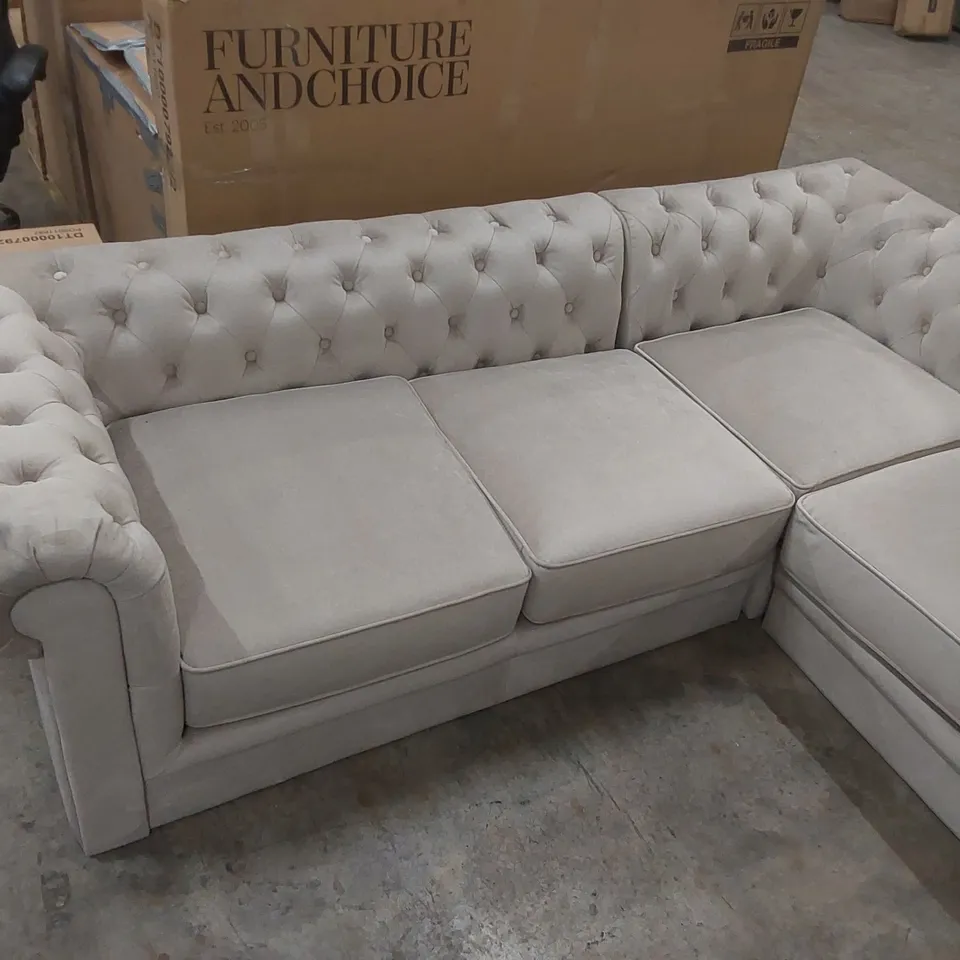 QUALITY DESIGNER VELVET CHESTERFIELD CORNER SOFA 