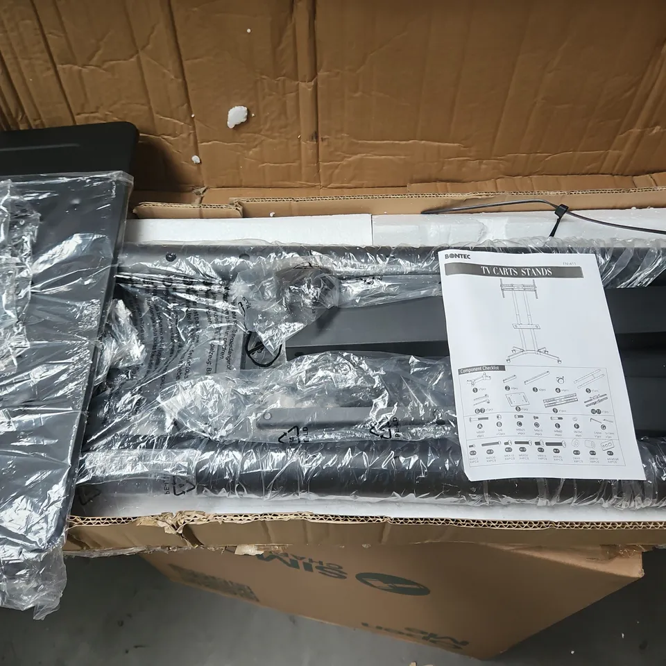 BOXED BONTEC TV CARTS STAND IN BLACK - COLLECTION ONLY