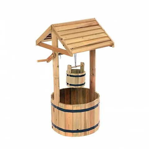 OYPLA GARDEN WOODEN WISHING WELL FLOWER PLANTER ORNAMENTAL PLANT POT