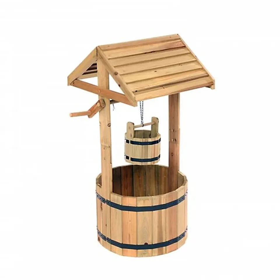 OYPLA GARDEN WOODEN WISHING WELL FLOWER PLANTER ORNAMENTAL PLANT POT