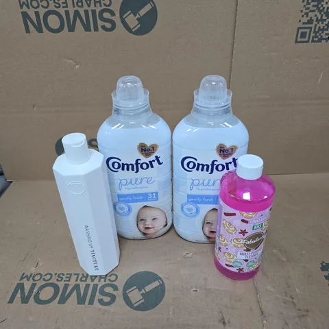 TOTE OF APPROXIMATELY 15 ASSORTED HOUSEHOLD ITEMS TO INCLUDE COMFORT PURE, FABULOSA, WASHING UP LIQUID ETC