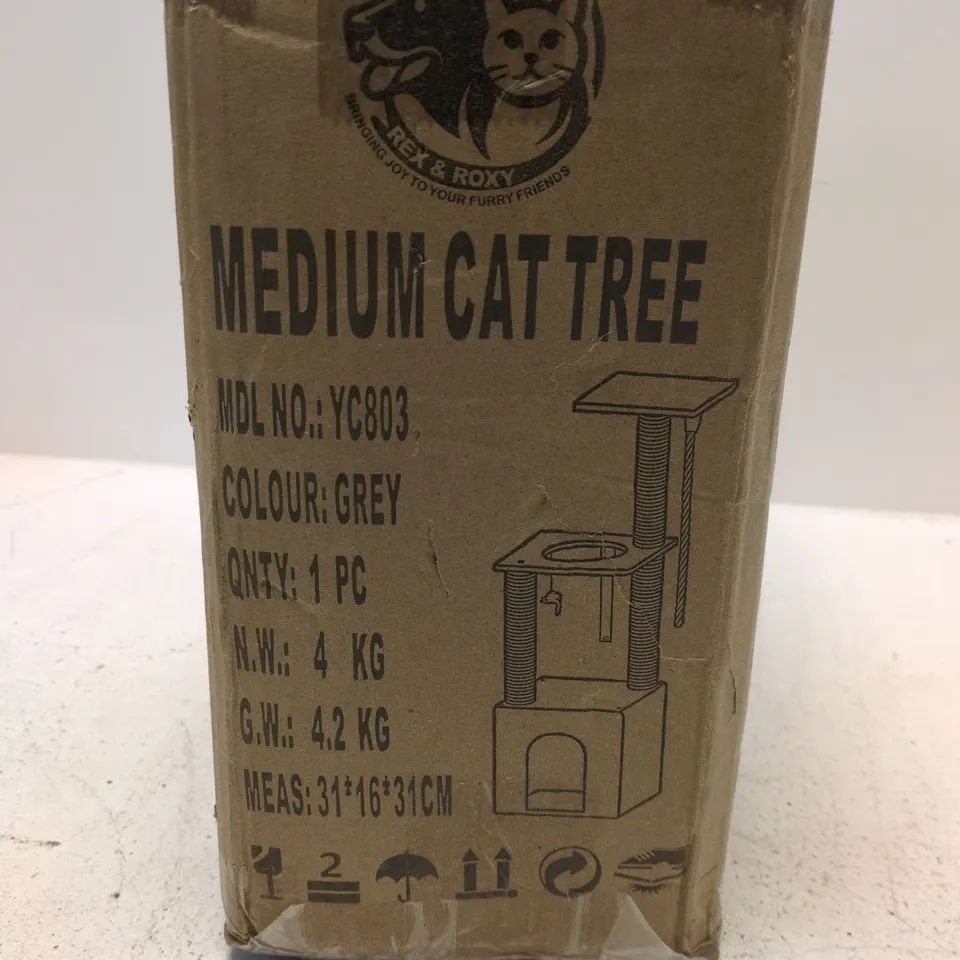 REX & ROXY MEDIUM CAT TREE – GREY (YC803)