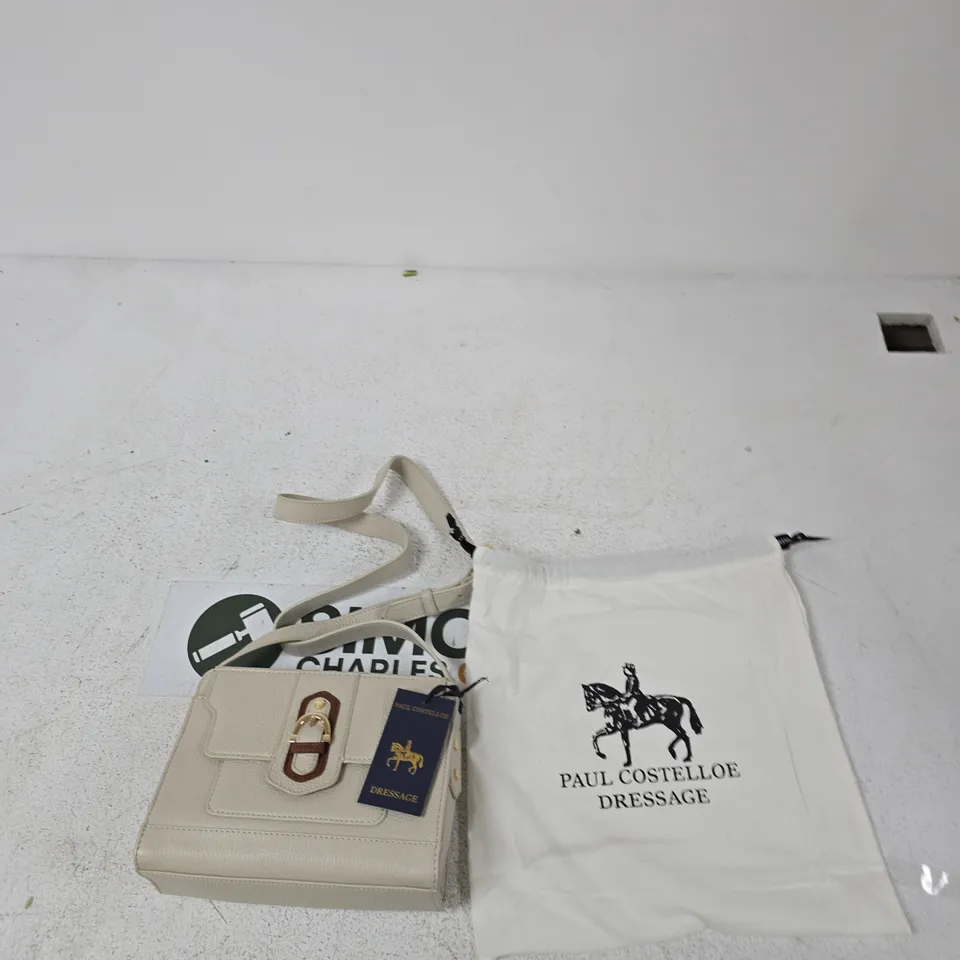 PAUL COSTELLOE DRESSAGE HANDBAG, CREAM-COLOUR PEBBLED FINISH