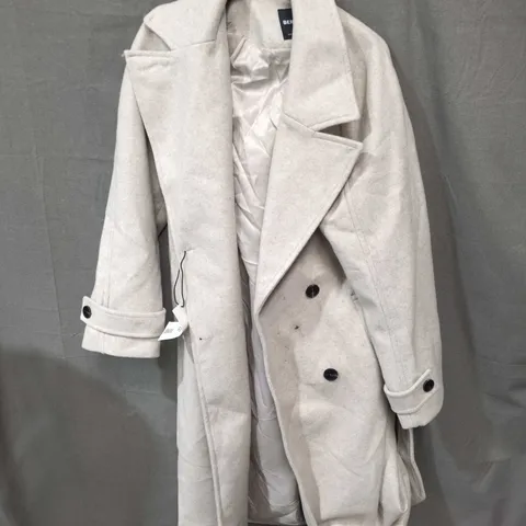 BERSHKA BEIGE LONGLINE TRENCH COAT – WOMEN'S, DOUBLE-BREASTED - SIZE EUR XS 