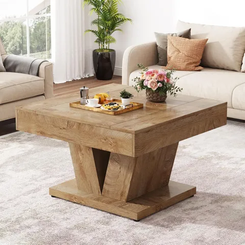 BOXED TRIBESIGNS SQUARE COFFEE TABLE, WOODEN LIVING ROOM CENTER TABLE, 31.5 INCH