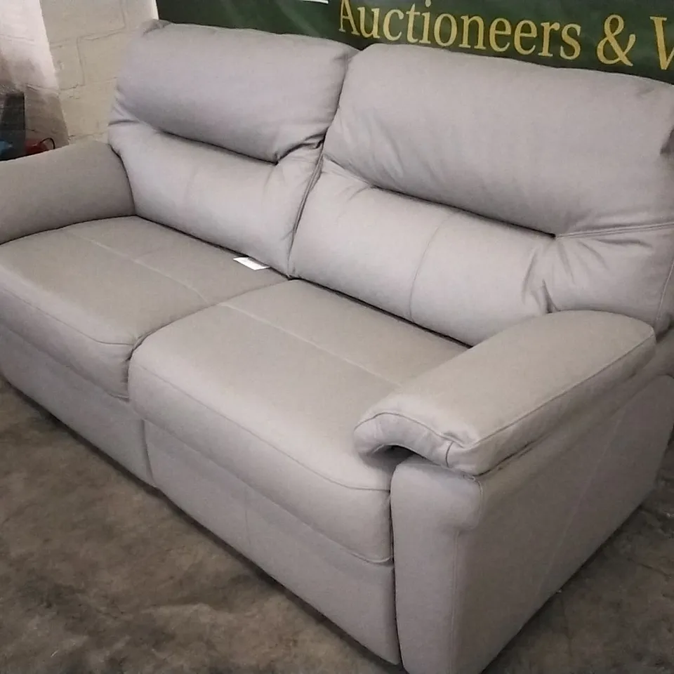 QUALITY BRITISH DESIGNED & MANUFACTURED G PLAN SEATTLE 3 SEATER CAMBRIDGE GREY LEATHER SOFA
