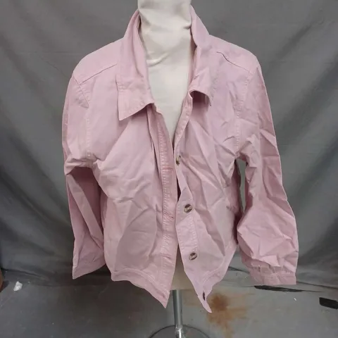 NOBODY'S CHILD TWILL CROP JACKET IN SOFTS PINK SIZE M