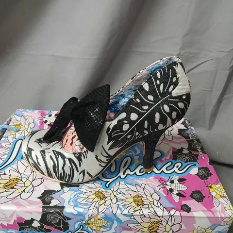 IRREGULAR CHOICE WINDSOR ZEBRA PRINT HEELS WITH BLACK BOW β UK 5 (EU 38)