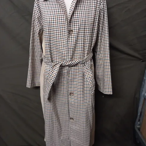 ASOS DESIGN BROWN CHECK LONGLINE COAT - UK 8