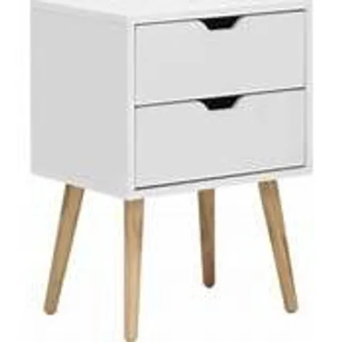 BOXED NYBORG SINGLE 2 DRAWER BEDSIDE WHITE
