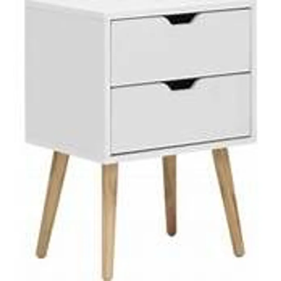 BOXED NYBORG SINGLE 2 DRAWER BEDSIDE WHITE
