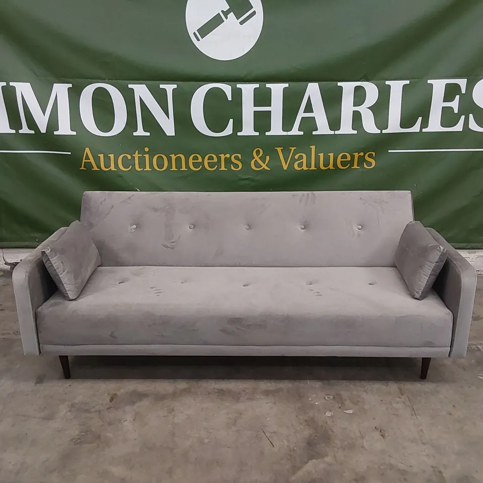 DESIGNER CADIZ GREY VELVET SOFA BED 