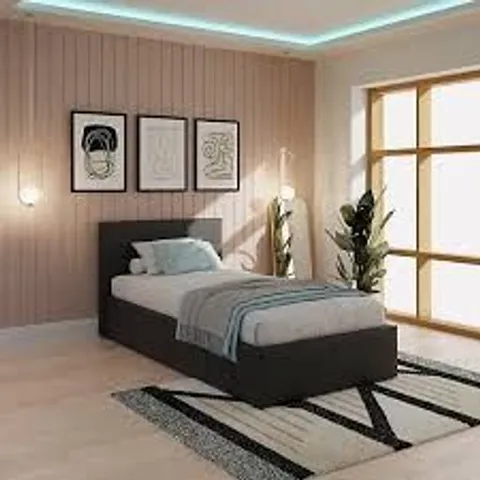 BOXED GFW SINGLE BLACK SIDE LIFT OTTOMAN BED (2 BOXES)