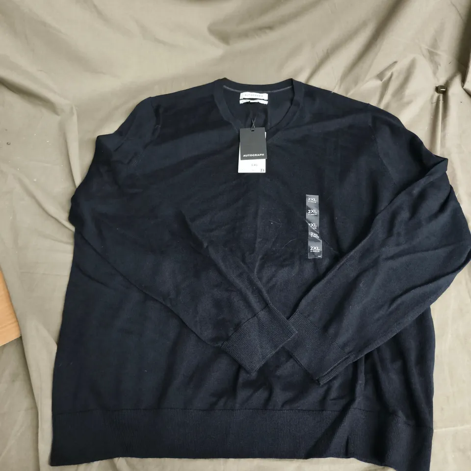 AUTOGRAPH EXTRA FINE MERINO WOOL SWEATER – BLACK – 2XL