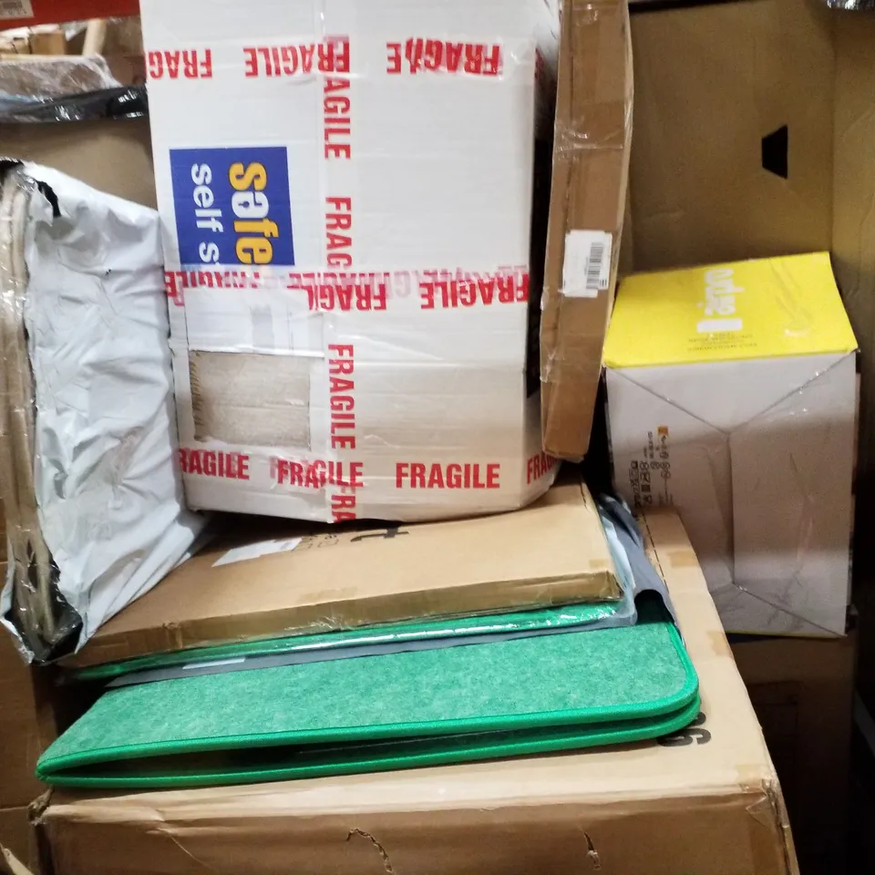 PALLET CONTAINING ASSORTED PRODUCTS INCLUDING AQUARIUM LIGHT, JIGSAW PUZZLE BOARD, HEATED THROW, WALKING CANE, ELLIPTICAL TRAINER