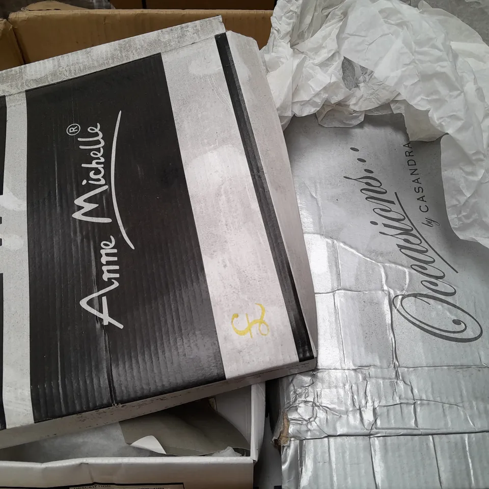 BOX OF APPROX 6 ASSORTED SHOES IN VARIOUS SIZES & COLOURS 