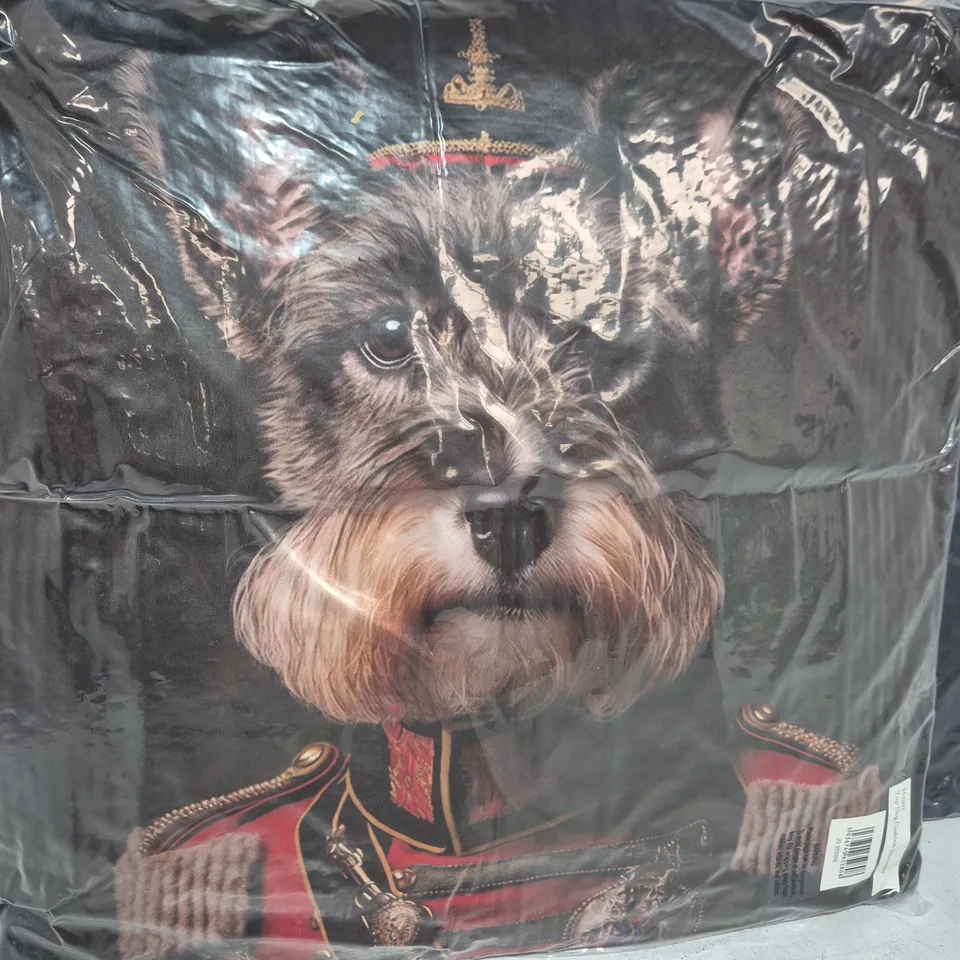 LOT OF 16 AS NEW TOP DOG SCHNAUZER THEMED FILLED CUSHIONS - 45X45CM