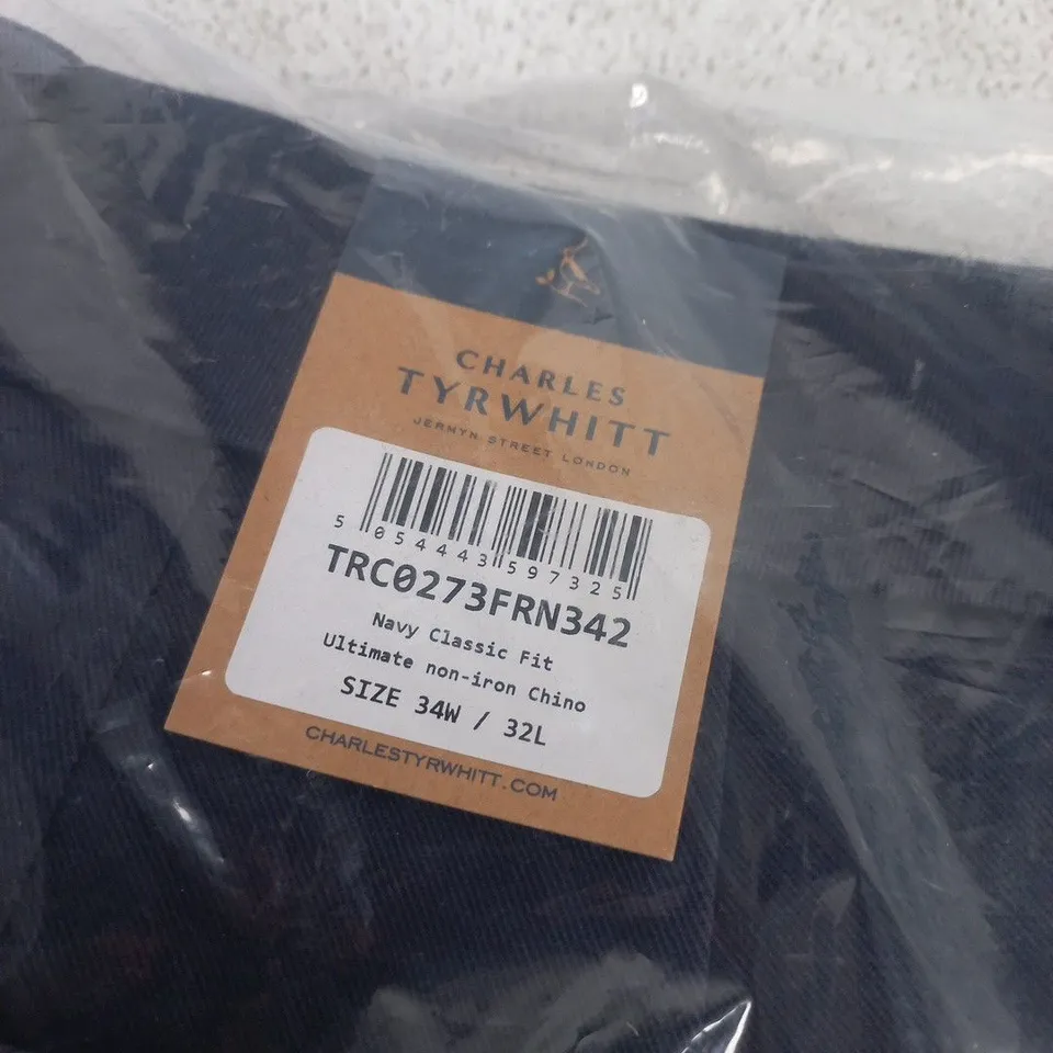 CHARLES TYRWHITT NAVY CLASSIC FIT TROUSERS – 34W X 32L