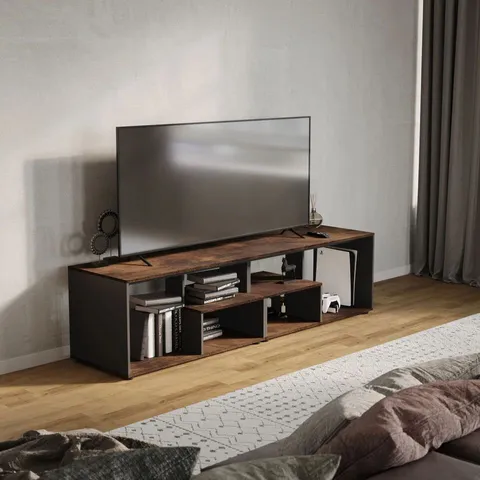 BOXED SESTER ABSTRACT LARGE DOUBLE COFFEE TABLE WITH STORAGE SHELVES (1 BOX)