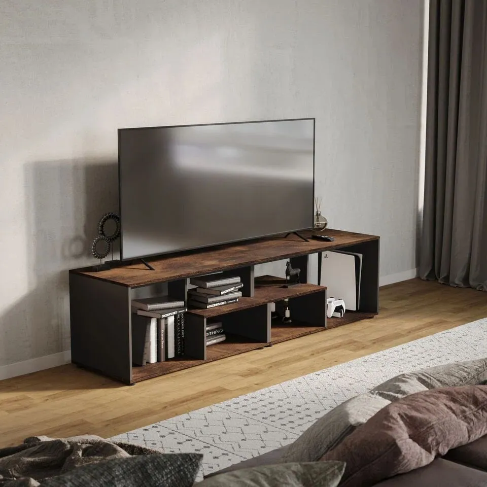 BOXED SESTER ABSTRACT LARGE DOUBLE COFFEE TABLE WITH STORAGE SHELVES (1 BOX)