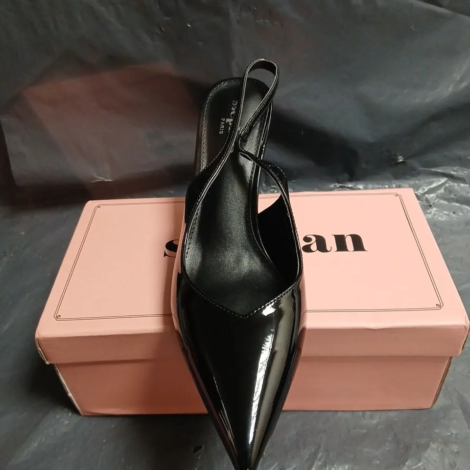 STEPHAN PARIS BLACK PATENT SLINGBACK PUMPS UK 5 (EU 38) – POINTED TOE