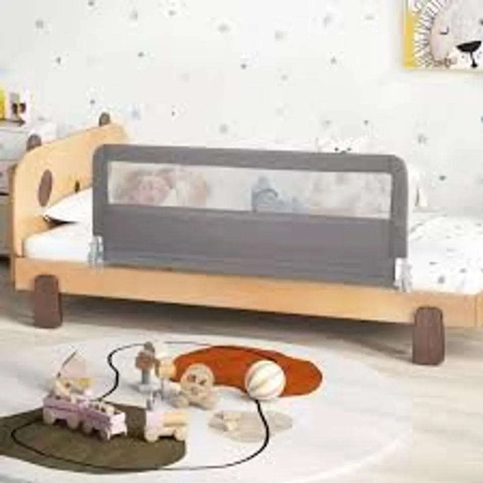 BOXED 100 CM/120 CM FOLDABLE BABY BED RAIL WITH REMOVABLE WASHABLE COVER AND SAFETY STRAP